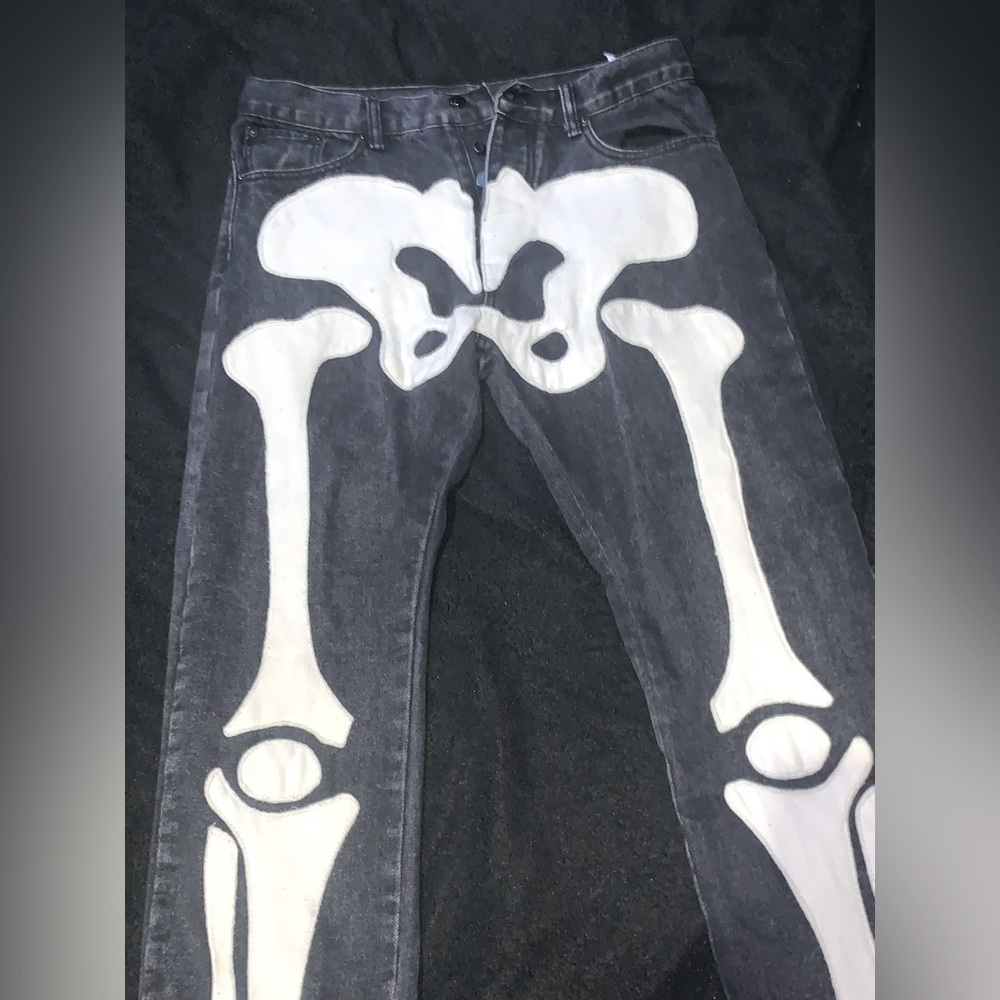 Cyber y2k black skeleton jeans vintage